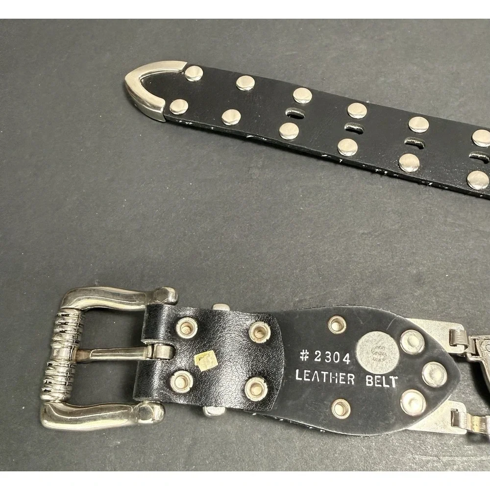 American Eagle Head Metal Link Leather Adjustable Belt #2304‎ Size Small